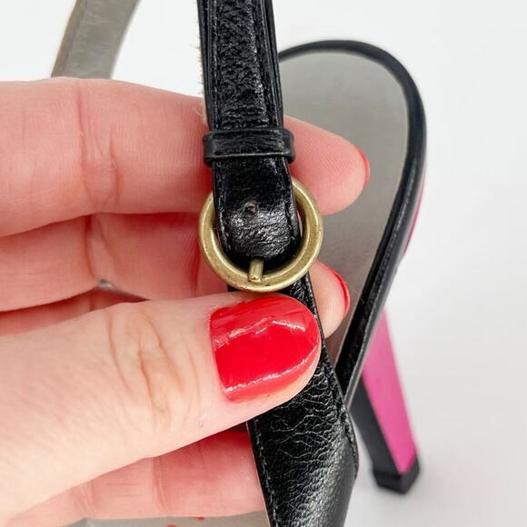 Vintage Retro Miu Miu Pink Black White Woven Pointed Toe Slingback Pump IT 39 - Picture 8 of 11